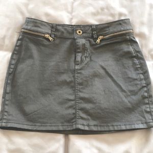 Zara Black Waxed Denim Mini Skirt Size S